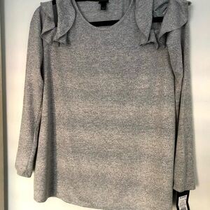 Art Class Girls XL Gray Cold Shoulder Ruffle Top